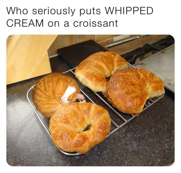 whipped cream on a croissant